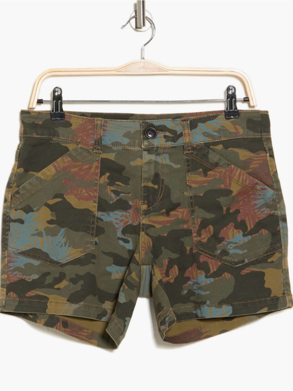 Camouflage Print Women’s Cotton Utility Shorts - Olive Multi